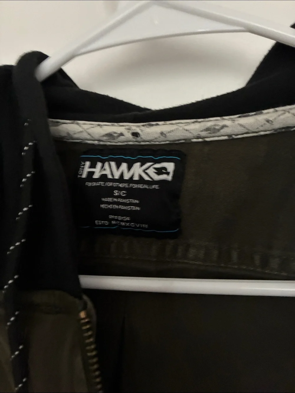 Tony Hawk Men's Olive Hooded Shirt Jacket with Black Lined Hood